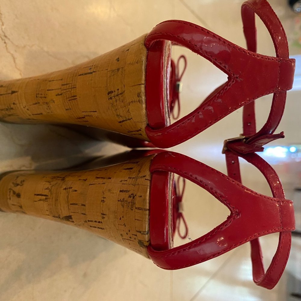 Christian Dior Red Starlet Wedge Platform Sandals - Picture 3 of 5